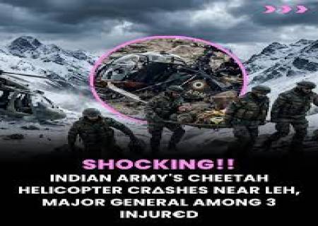 இந்திய ராணுவத்தின் ஹெலிகாப்டர் விபத்துக்குள்ளானதில், அதில் பயணித்த மூன்று ராணுவ  அதிகாரிகளும் காயமின்றி உயிர் தப்பிய அதிசயம்.