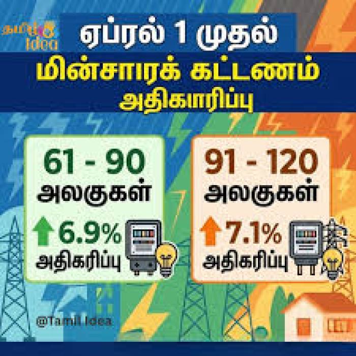 ஏப்ரல்1 முதல் மின்சாரக் கட்டணம் உயர்வு.
